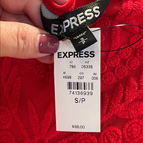 NWT Express Vibrant Red Long Sleeve Dress - Picture 9 of 11